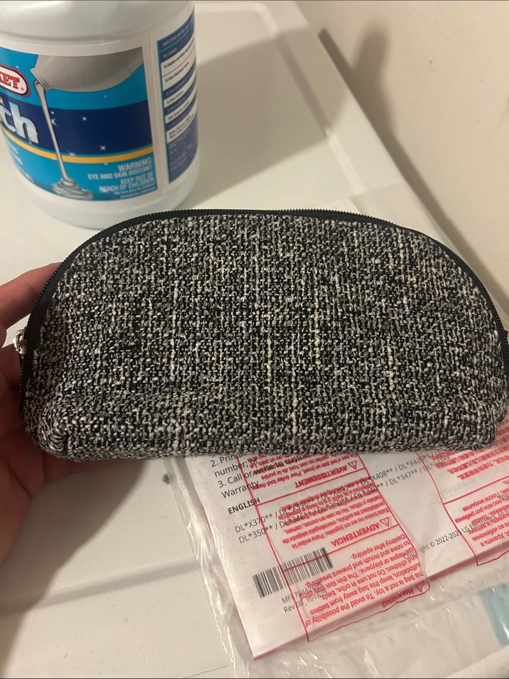 thirty-one Black and White Tweed Cosmetic Pouch